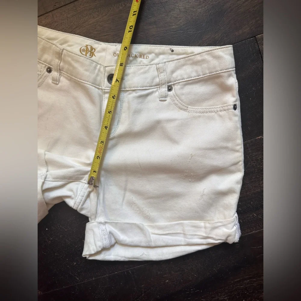 White Midrise Stretchy Denim Shorts
